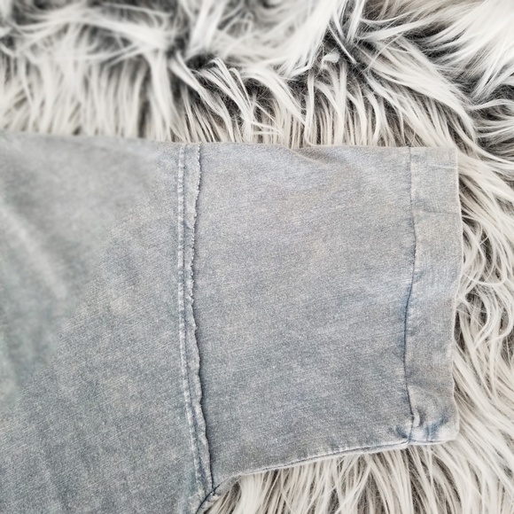 Last2️⃣ Fall Tops Denim Blue Tee Mineral Wash Laid Back Every Day Tshirt - Picture 8 of 9